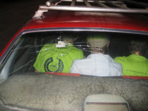 Kogelgat in taxi Peru